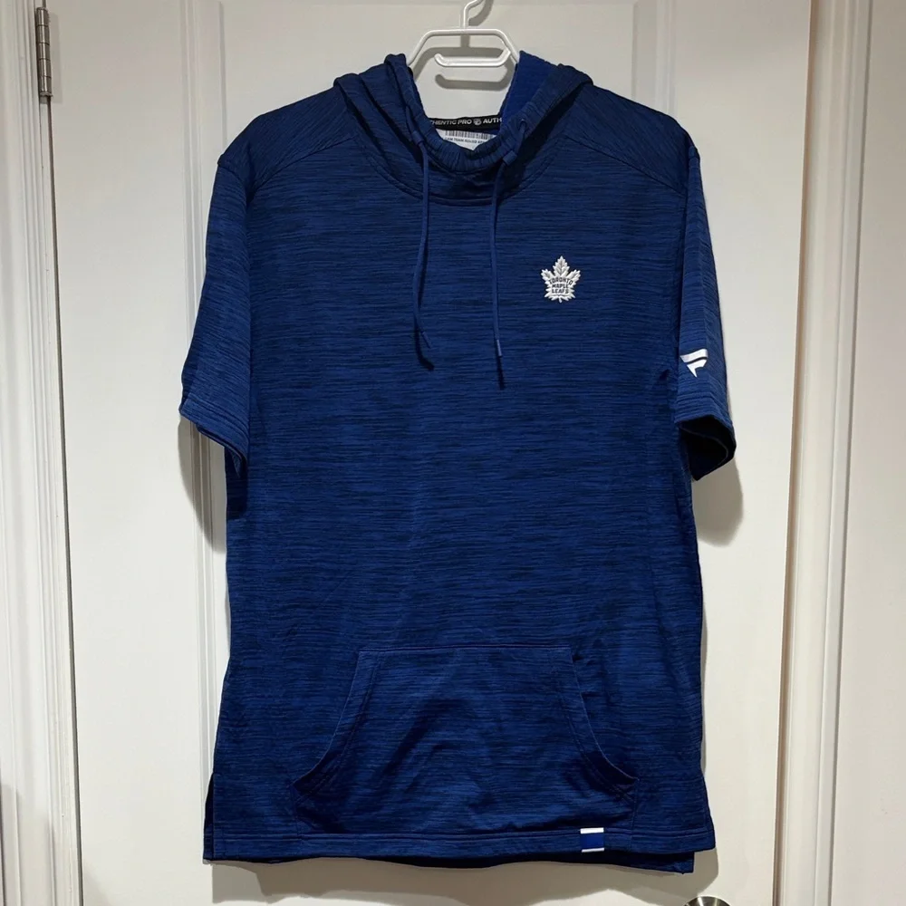 Toronto maple leafs Blue Hooded Short-Sleeve Athletic Shirt - Picture 1 of 5